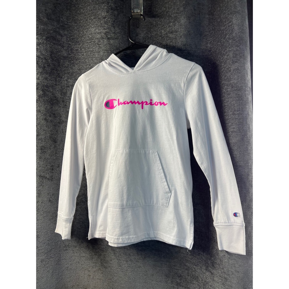 Kids Champion White Long‎ Sleeve Hoodie Authentic Athleticwear Size XL